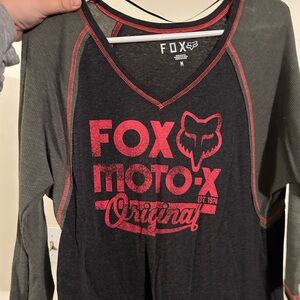 Fox Original Moto-X Gray and Red Long Sleeve